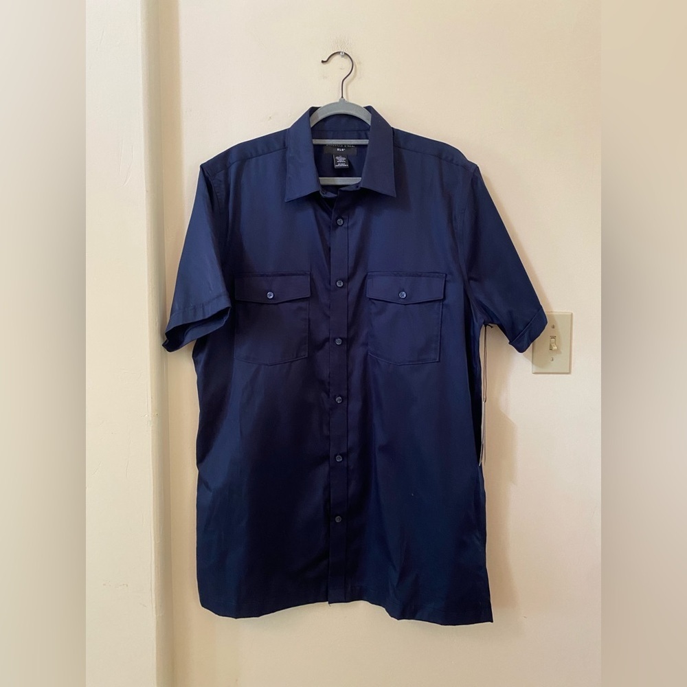 NWT Shaquille O’Neal XLG Men’s LT Blue Woven Button Down Shirt MSRP $55